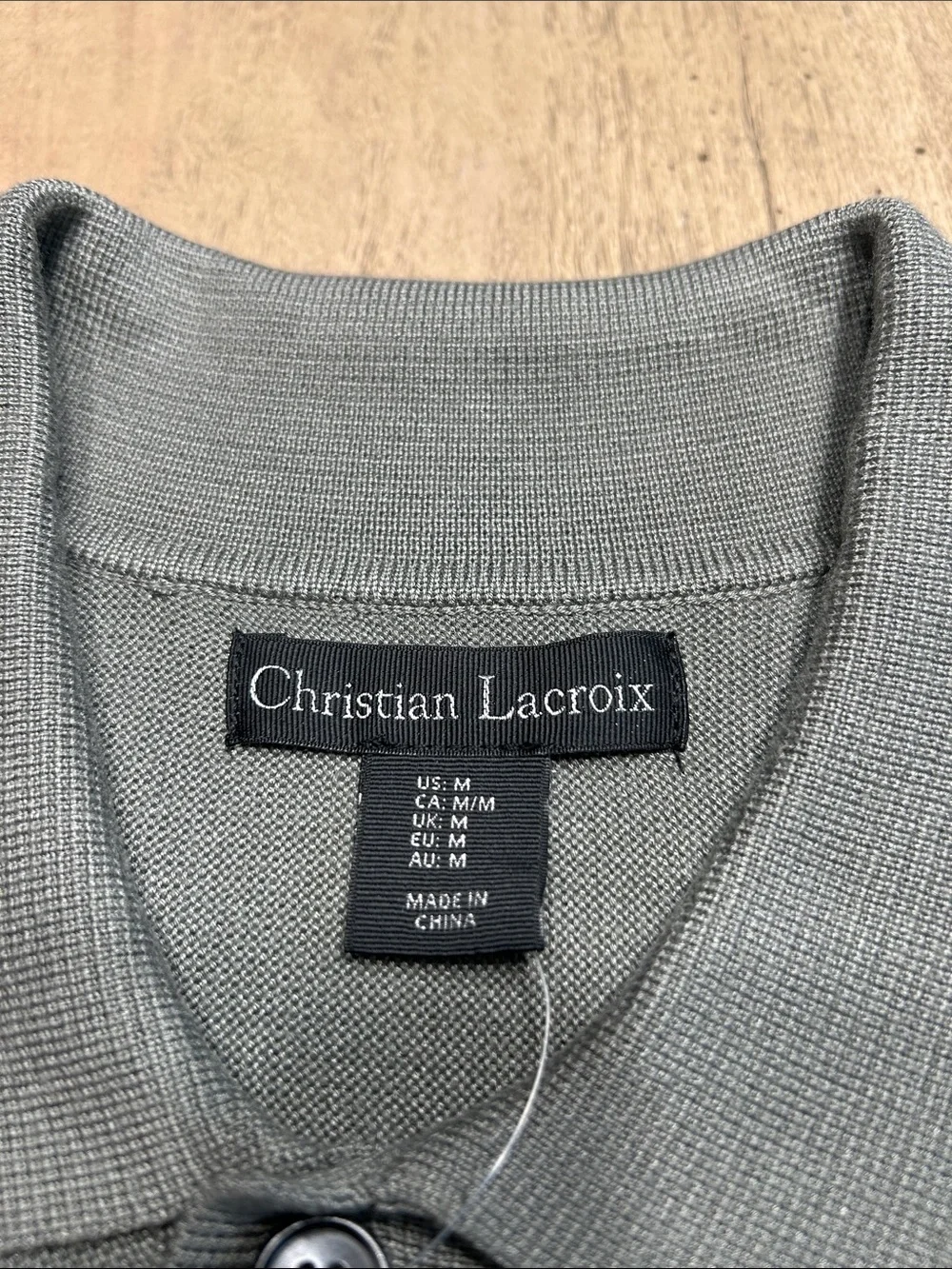 Christian Lacroix Olive and Cream Striped Men's Cardigan Medium